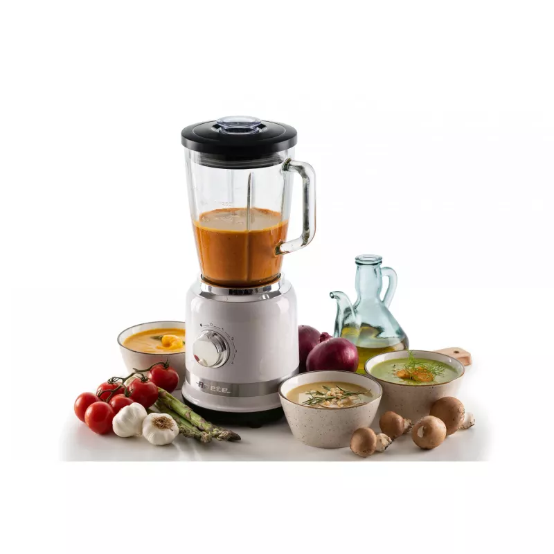 Ariete Modern balta Blender ar glass cup, Galda blenderis, 1.5 L, Impulsa funkcija, Ledus drupināšana, 1000 W, Balts