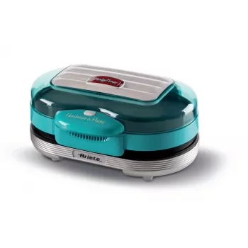 Ariete 205 Hamburger Maker Party Time, hamburgeru gatavošanas iekārta, 1200 W, dubultas nelīpošās plātnes, 2 nodalījumi, viegli tīrāma, zila