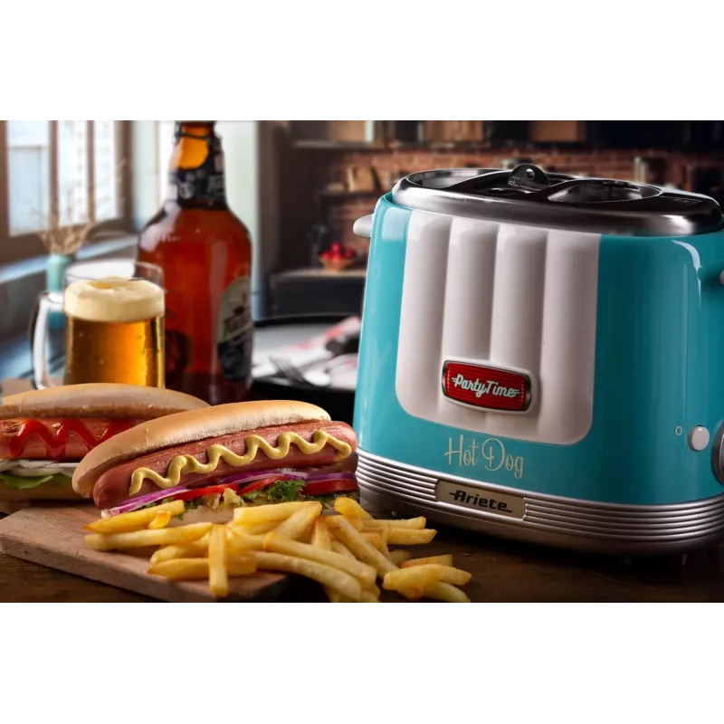 Ariete 206 Hot Dog Maker Party Time, 650W, Blue, Hot dog tosteris, Gaiši zils, 2 gab., 650 W, 160 mm, 270 mm