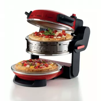 Ariete 927 Pizzeria, dubultā picas krāsns, 2 picas 4 minūtēs, 2300 W, 2 ugunsizturīgi akmeņi, 2 termostati, diametrs 32 cm, 5 cepšanas līmeņi, 2 nerūsējošā tērauda lāpstiņas, sarkana