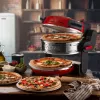 Ariete 927 Pizzeria, dubultā picas krāsns, 2 picas 4 minūtēs, 2300 W, 2 ugunsizturīgi akmeņi, 2 termostati, diametrs 32 cm, 5 cepšanas līmeņi, 2 nerūsējošā tērauda lāpstiņas, sarkana