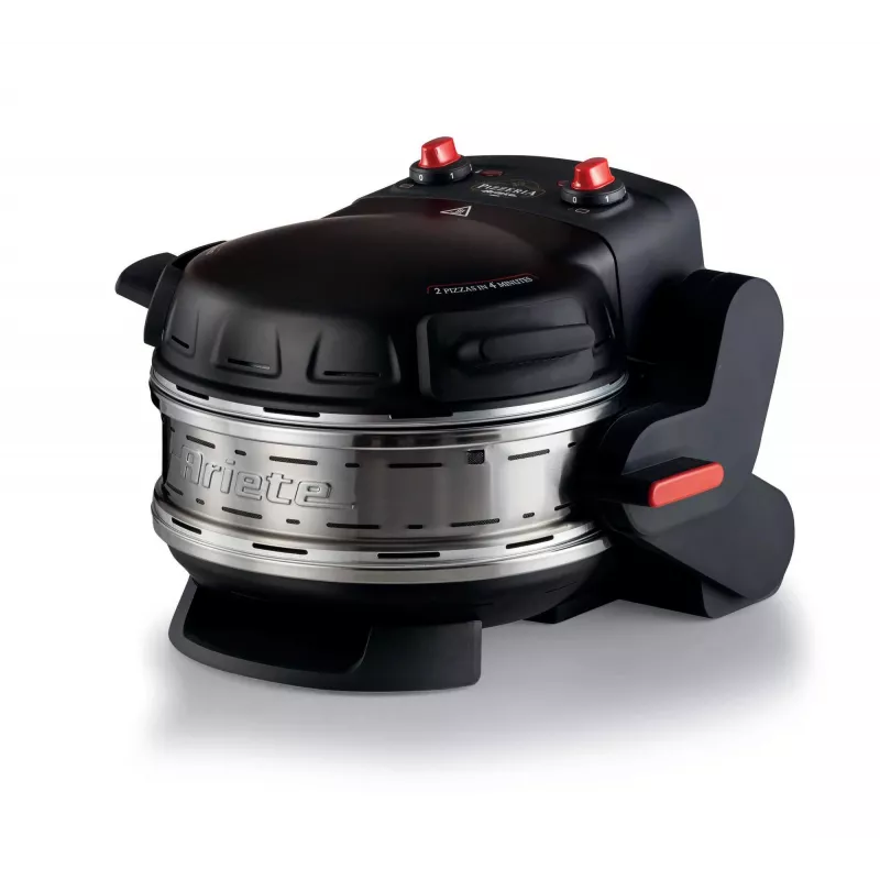 Ariete 927 Pizzeria, dubultā picas krāsns, 2 picas 4 minūtēs, 2300 W, 2 ugunsizturīgi akmeņi, 2 termostati, diametrs 32 cm, 5 cepšanas līmeņi, 2 nerūsējošā tērauda lāpstiņas, sarkana