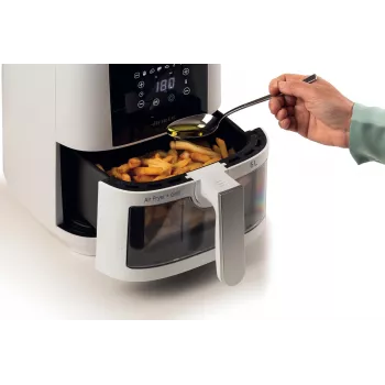 Ariete 4626 Airy Fryer 6L, Gaisa fritieris, 1300 W, 6L ietilpība, 2,5 kg gatavošanas ietilpība, 8 iepriekš iestatītas programmas, temperatūra līdz 200°, caurspīdīgs grozs gatavošanas kontrolei, melns