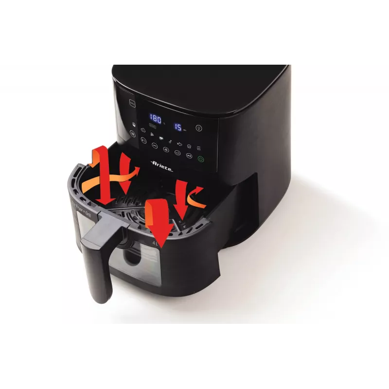 Ariete 4633, Karstā gaisa fritieris 4L, 1400W, Tilpums 4L, 9 programmas, Kratīšanas un grilēšanas funkcija, Temperatūra līdz 200°C, Melns