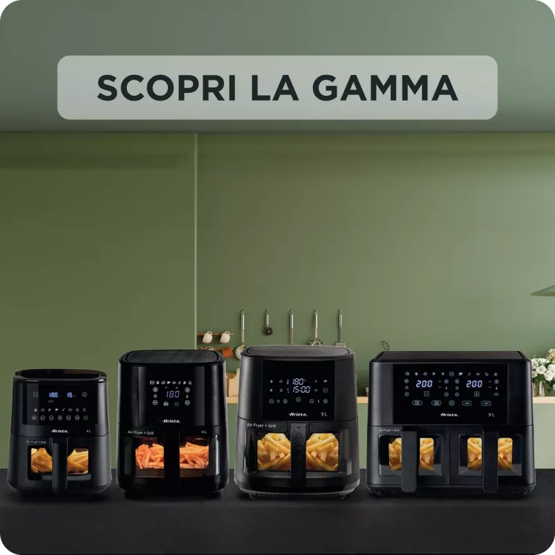 Ariete 4633, Karstā gaisa fritieris 4L, 1400W, Tilpums 4L, 9 programmas, Kratīšanas un grilēšanas funkcija, Temperatūra līdz 200°C, Melns