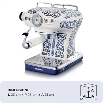 Ariete 1389 Capri kafijas automāts, 850W, Tvertnes tilpums 0.9L, 1 vai 2 tasīšu filtrs, Pilienu paplāte, Piena putotājs