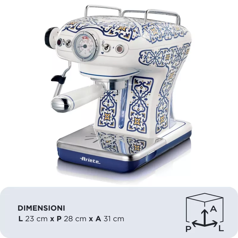 Ariete 1389 Capri kafijas automāts, 850W, Tvertnes tilpums 0.9L, 1 vai 2 tasīšu filtrs, Pilienu paplāte, Piena putotājs