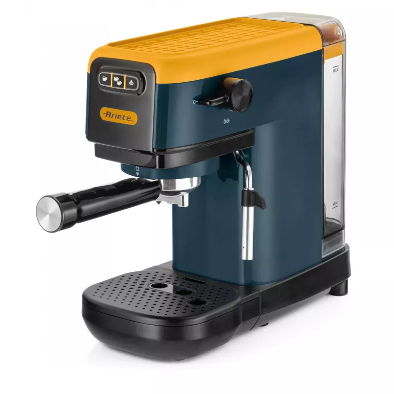 Ariete 1399 Espresso kafijas automāts, maltai kafijai un ESE kafijas pākstīm, 1300 W, 1,1 L tilpums, 15 bāru spiediens, 1, 2 tasīšu un ESE pākšu filtrs, kapučīno, dzeltenā krāsā