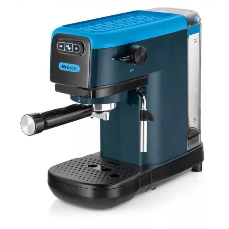 Ariete 1399 Espresso kafijas automāts, maltai kafijai un ESE pākstīm, 1300 W, 1,1 L tvertne, 15 bāru spiediens, 1, 2 krūzīšu un ESE pākstes filtrs, kapučīno, zils