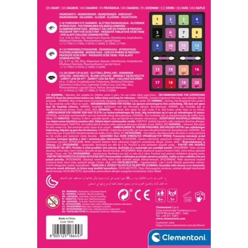 Clementoni Make-up Diary, sievietēm, 1 gab., 150 mm, 30 mm, 210 mm
