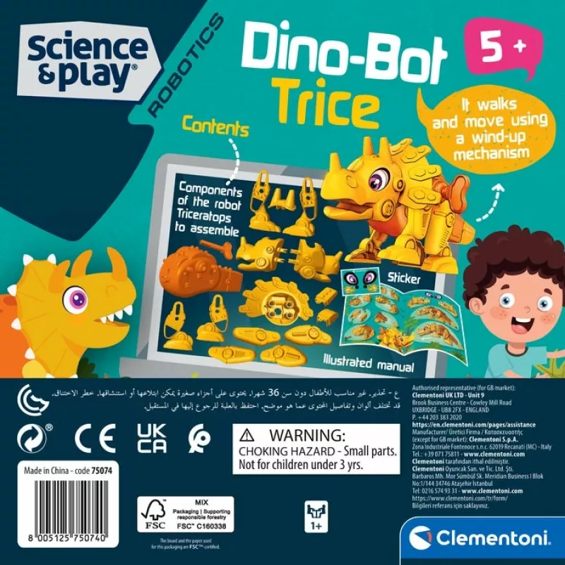 Clementoni Dino Bot Triceratops Junior, robotizēts dinozaurs, 5 gadi