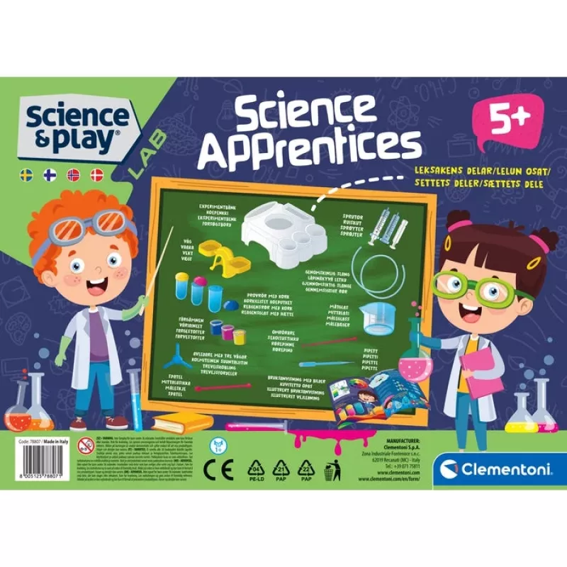 Clementoni Science & Play Zinātnes mācekļi, Eksperimentu komplekts, Dažādi, 5 gadi