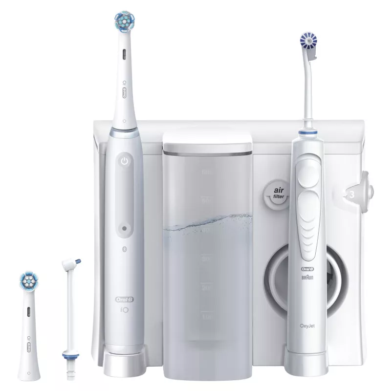 Oral-B iO4 & OxyJet mutes kopšanas centrs, balts