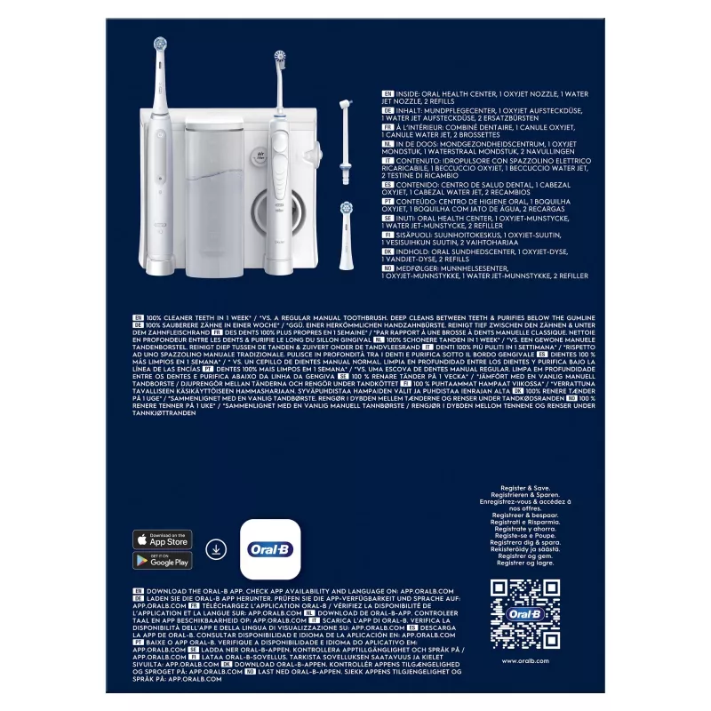 Oral-B iO4 & OxyJet mutes kopšanas centrs, balts