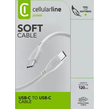 Cellularline Soft kabelis 120 cm - USB-C uz USB-C USB-C uz USB-C mīksta pieskāriena kabelis