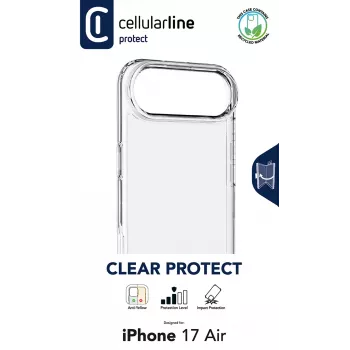 Cellularline Clear Protect - iPhone Air cietais vāciņš ar gumijas malām