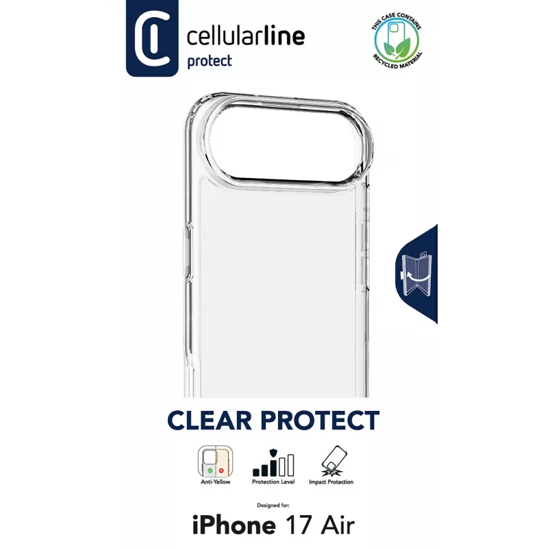 Cellularline Clear Protect - iPhone Air cietais vāciņš ar gumijas malām
