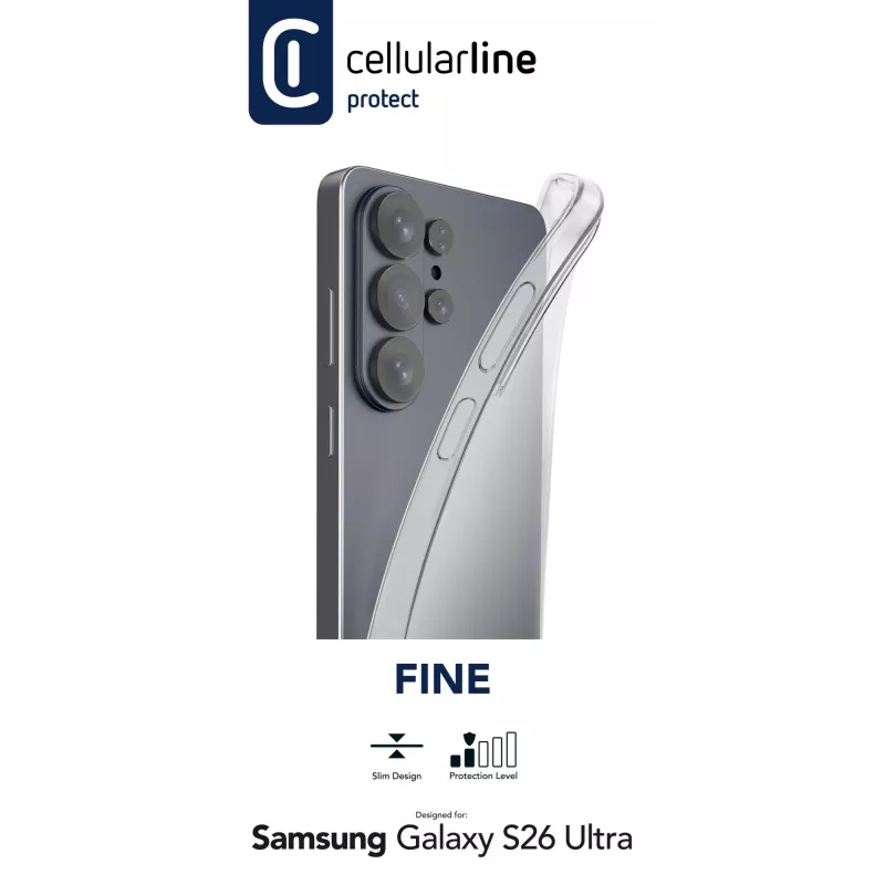 Cellularline Fine - Galaxy S26 Ultra, vāciņš, Samsung, Galaxy S26 Ultra, 17,5 cm (6,9 collas), caurspīdīgs