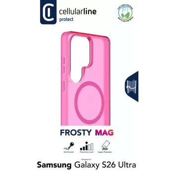 Cellularline FROSTY MAG - Galaxy S26 Ultra puscaurspīdīgs maciņš ar matētu apdari un krāsainām malām, saderīgs ar Qi2 ekosistēmu un magnētiskajiem piederumiem Samsung ierīcēm.