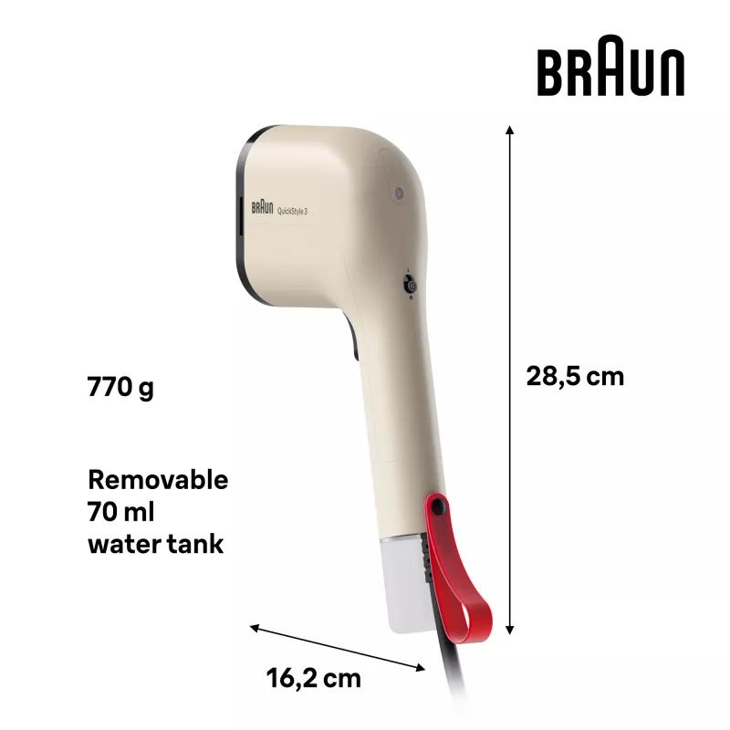 Braun GS 3012 Rokas apģērba tvaicētājs 0,07 L 1100 W Bēšs