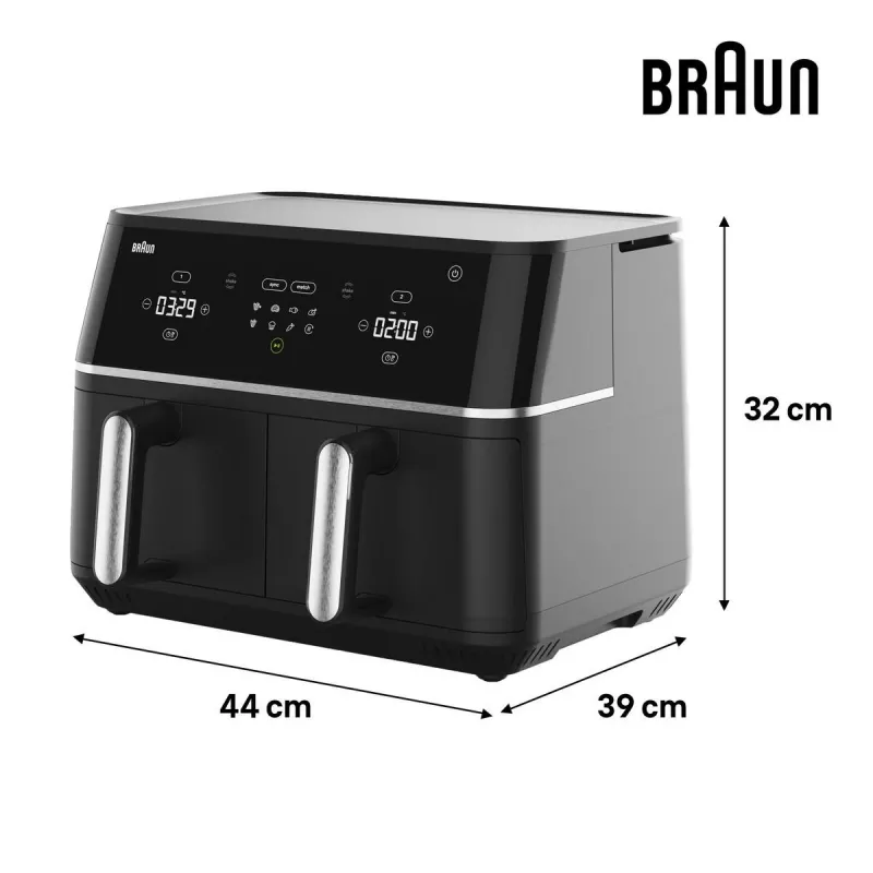 Braun TD 5030I BK Double 10 L stāvošs 2400 W karstā gaisa fritieris Melns, Sudrabs