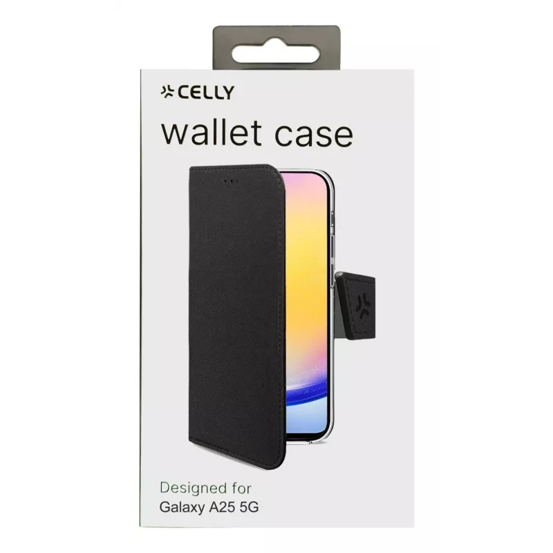 Celly WALLY mobilā tālruņa maciņš 16,5 cm (6,5 collu) maciņš ar vāciņu Melns