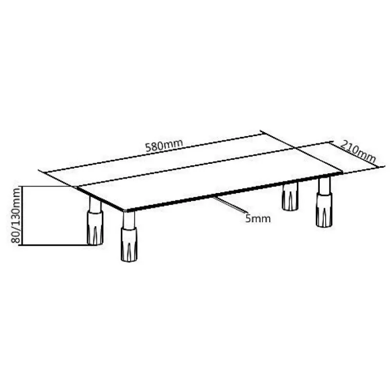 Techly stikla statīvs monitoram / klēpjdatoram, brīvi stāvošs, 20 kg, 33 cm (13 collas), 81,3 cm (32 collas), augstuma regulēšana, caurspīdīgs