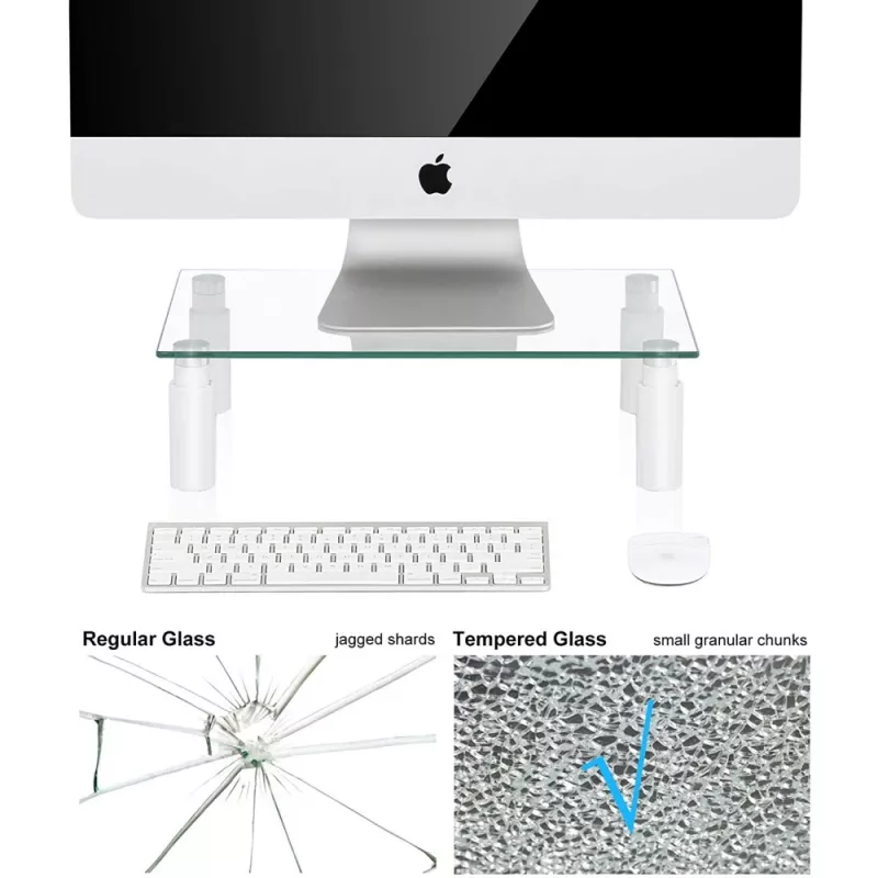 Techly stikla statīvs monitoram / klēpjdatoram, brīvi stāvošs, 20 kg, 33 cm (13 collas), 81,3 cm (32 collas), augstuma regulēšana, caurspīdīgs