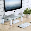 Techly stikla statīvs monitoram / klēpjdatoram, brīvi stāvošs, 20 kg, 33 cm (13 collas), 81,3 cm (32 collas), augstuma regulēšana, caurspīdīgs