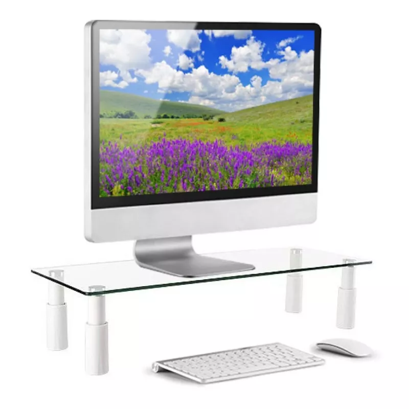 Techly stikla statīvs monitoram / klēpjdatoram, brīvi stāvošs, 20 kg, 33 cm (13 collas), 81,3 cm (32 collas), augstuma regulēšana, caurspīdīgs