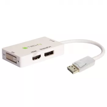 Techly IADAP DP-COMBOF3 video kabeļa adapteris DisplayPort→DisplayPort + DVI + HDMI balts