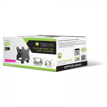 Techly regulējams CPU turētājs zem galda, 5 kg, 75 x 75 mm, 100 x 100 mm, melns