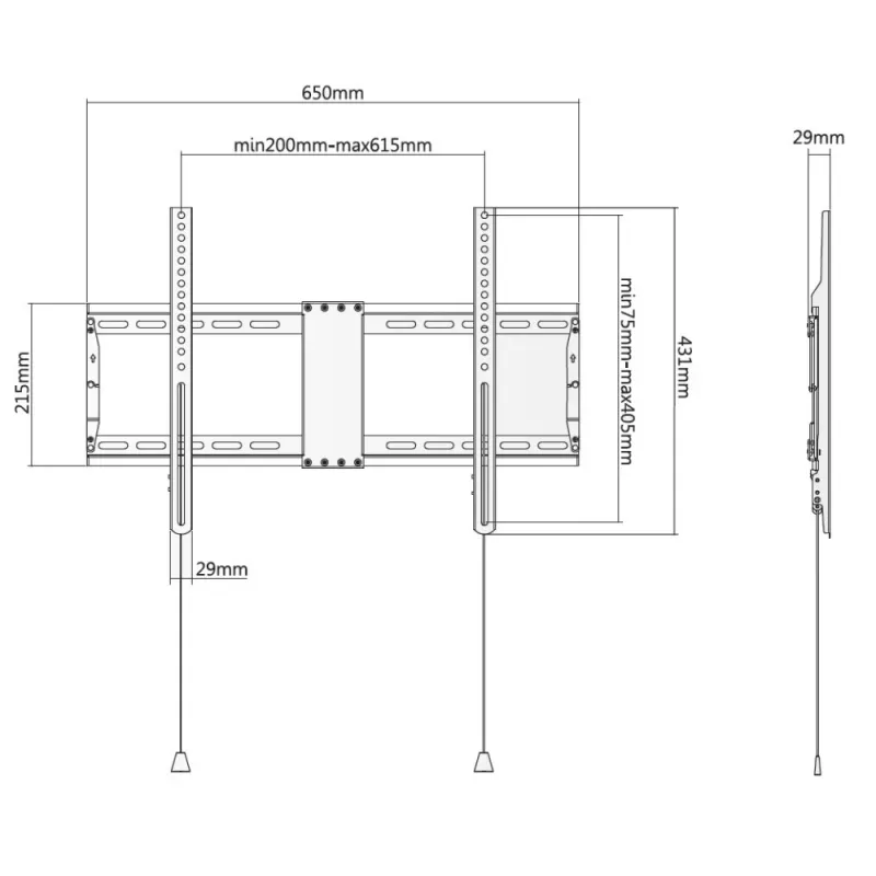 Techly Fixed Wall Mount Bracket LED TV LCD 37-80 inch, 94 cm (37 inch), 2,03 m (80 inch), 70 kg, 200 x 200 mm, 600 x 400 mm, Melns