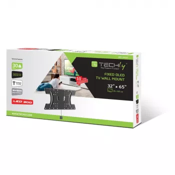 Techly plāns sienas kronšteins OLED televizoram 32-65 collas melns, 81.3 cm (32 collas), 165.1 cm (65 collas), 30 kg, 100 x 100 mm, 400 x 200 mm, Melns