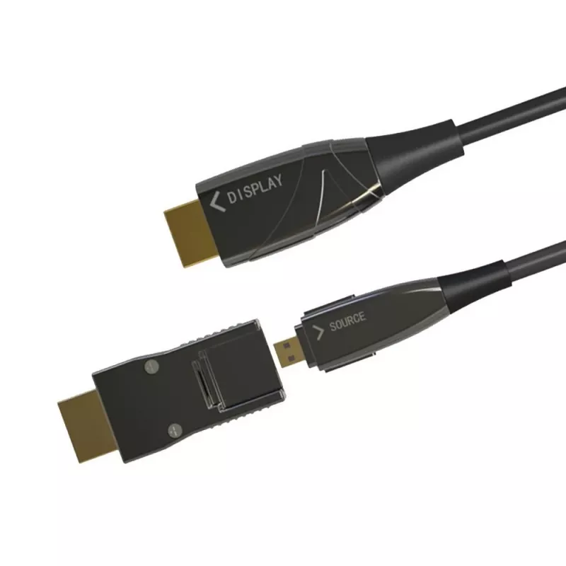 Techly HDMI A/A Mikro HDMI AOC optiskās šķiedras kabelis 4K 10m, 10 m, HDMI Type A (Standard), HDMI Type D (Micro), 3D, 18 Gbit/s, Melns