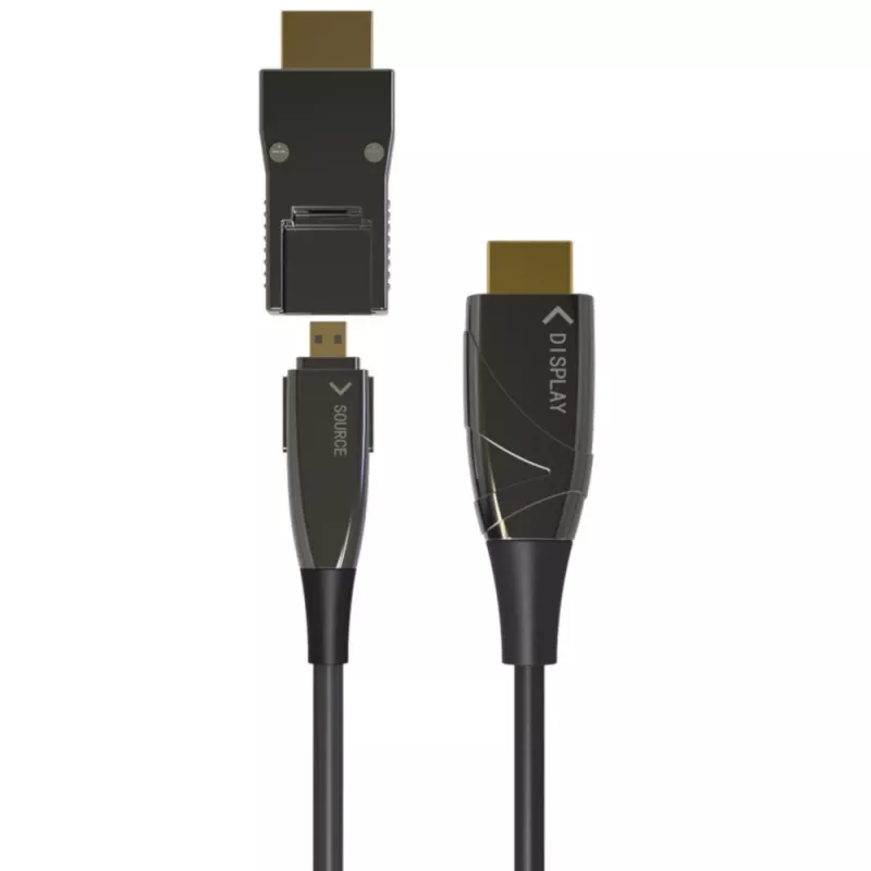 Techly HDMI A/A Micro HDMI AOC optiskās šķiedras kabelis 4K 20m, 20 m, HDMI A tipa (standarta), HDMI D tipa (Micro), 3D, 18 Gbit/s, Melns