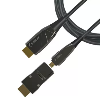 Techly HDMI A/A mikro HDMI AOC optiskās šķiedras kabelis 4K 50m, 50 m, HDMI Type A (standarta), HDMI Type D (mikro), 3D, 18 Gbit/s, melns