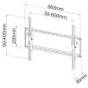 Techly fiksēts sienas kronšteins LED TV LCD 40-65 collas, 165,1 cm (65 collas), 200 x 200 mm, 600 x 400 mm, -12 - 0°, metāls, melns
