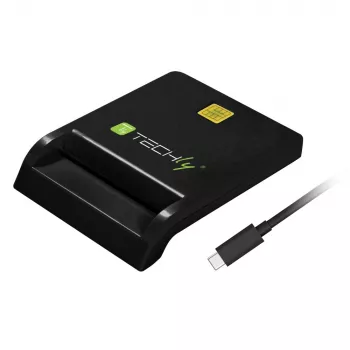 Techly Compact Smart Card Reader/Writer USB-C™ balts, USB 2.0, 1,5 m, melns, 102 g