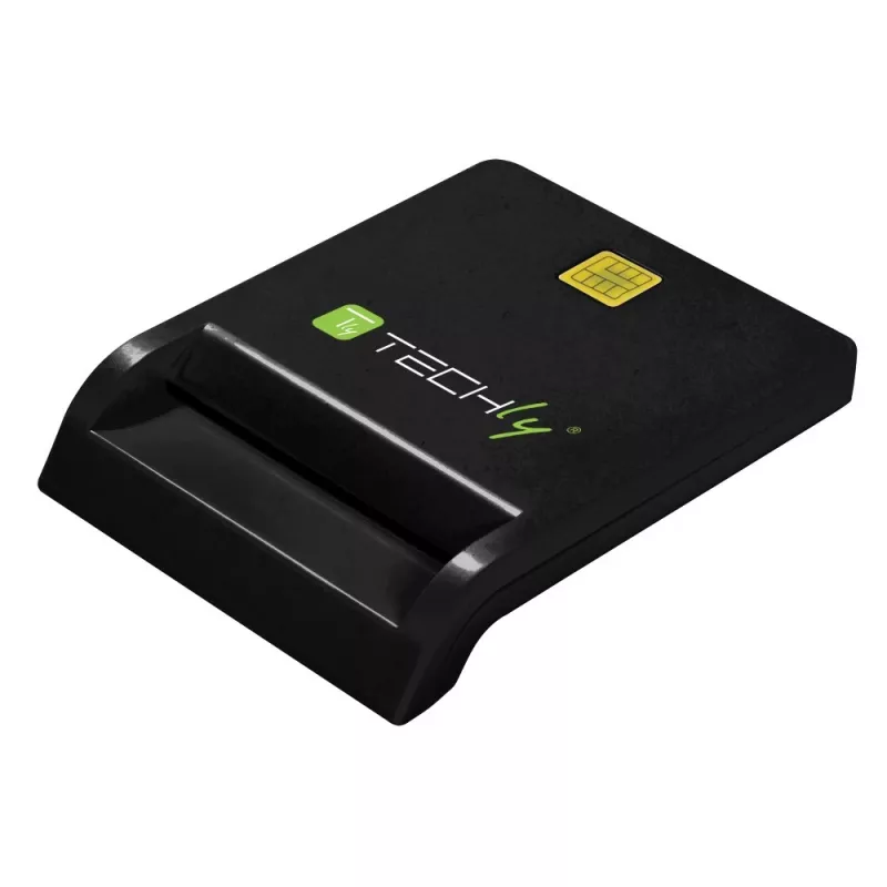 Techly Compact Smart Card Reader/Writer USB-C™ balts, USB 2.0, 1,5 m, melns, 102 g