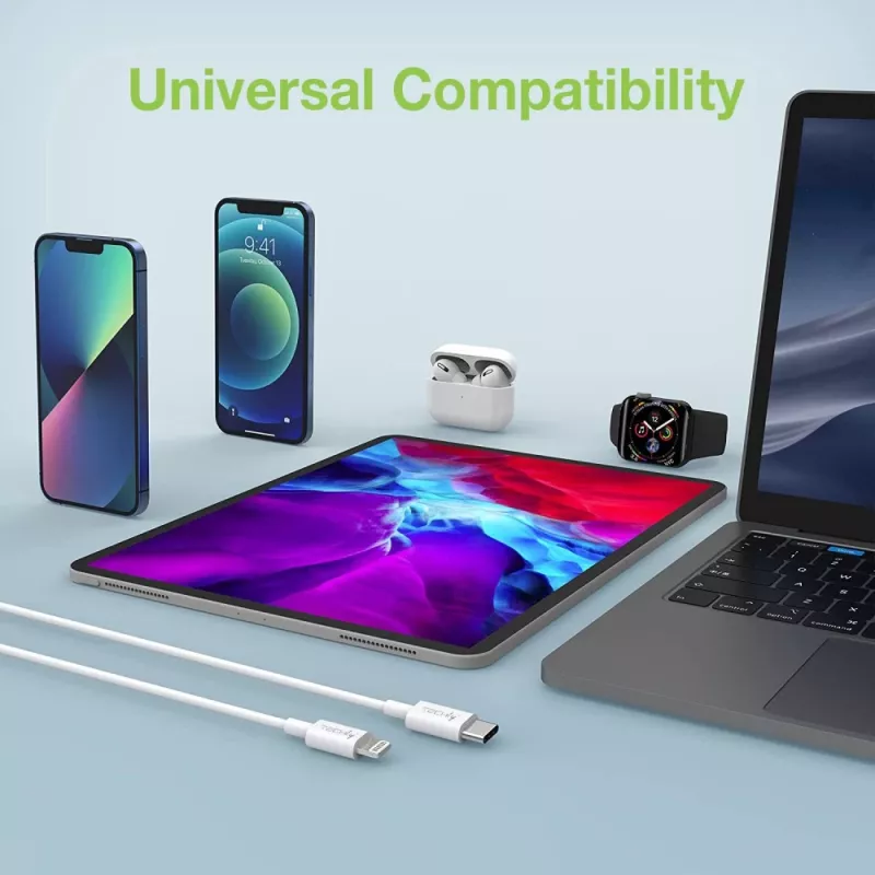 Techly uzlādes un sinhronizācijas kabelis USB-C uz Lightning 1 m balts