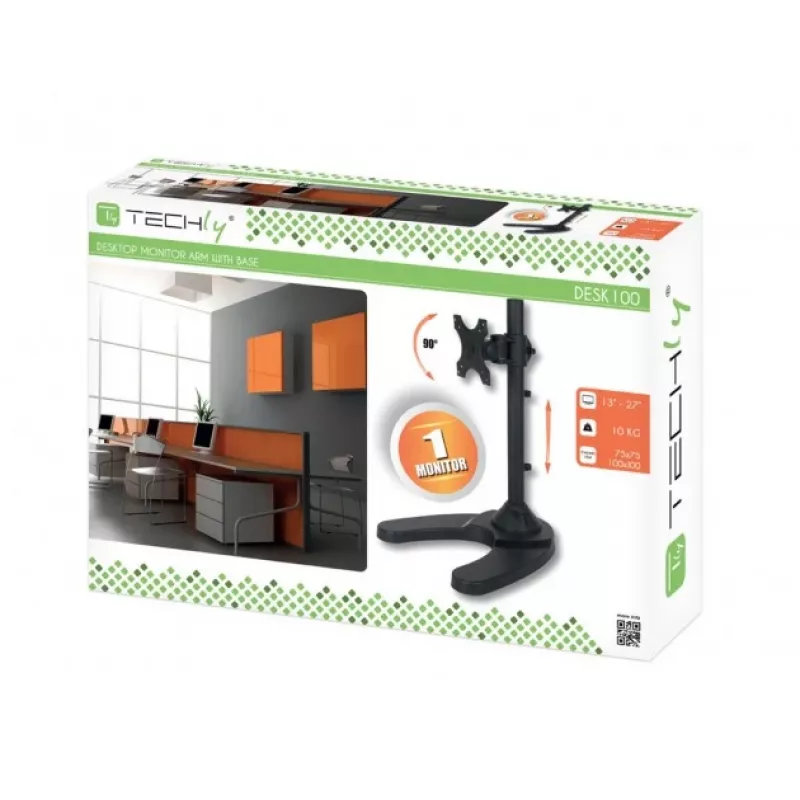Techly galda statīvs 1 monitoram 13–27 collas ar pamatni ICA-LCD 3500