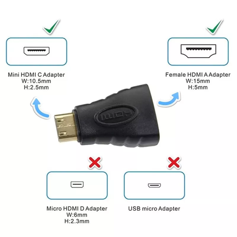 Techly HDMI uz Mini HDMI Type C F/M adapteris IADAP HDMI-MC, Mini HDMI, HDMI, Melns
