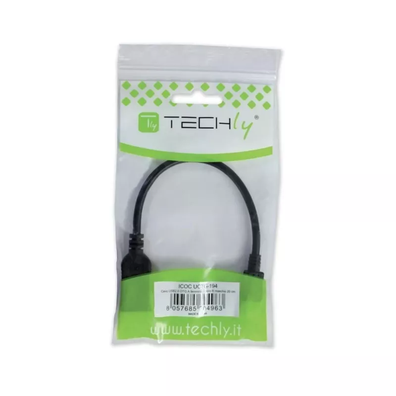 Techly USB2.0 OTG kabelis A sieviešu / Micro B vīriešu 0,2 m ICOC UOTG-194
