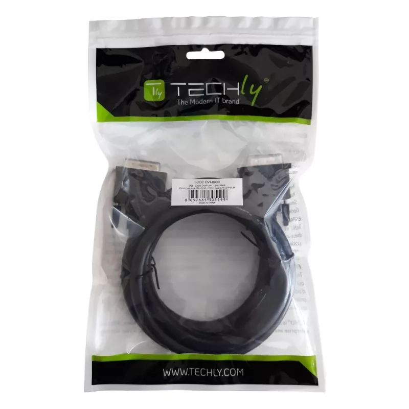 Techly monitora kabelis DVI analogais digitālais M / M Dual Link 1.8 m (DVI-I) ICOC DVI-8900