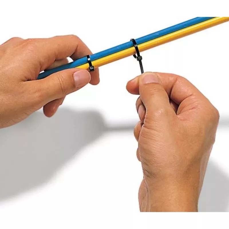 Techly ISWT-14235-BK neilona kabeļu saites, 142 x 3.5 mm, 100 gab., melnas