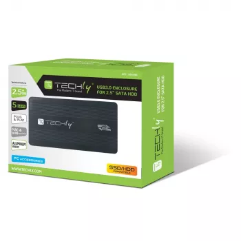 Techly ārējais korpuss USB 3.0 2.5 SATA″ I-CASE SU3-25B, 2,5 collu, Serial ATA, 5 Gbit/s, melns