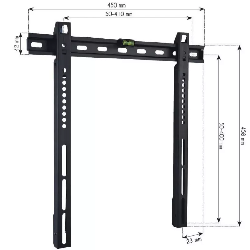Techly Wall Fixed Support UltraSlim LED TV LCD 23-55 Melns” ICA-PLB 140M