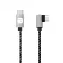 Techly kabelis USB-C tēviņš 2.0 / USB-C tēviņš leņķveida 3A 1 m alumīnijs