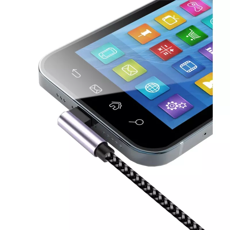 Techly kabelis USB-C tēviņš 2.0 / USB-C tēviņš leņķveida 3A 1 m alumīnijs